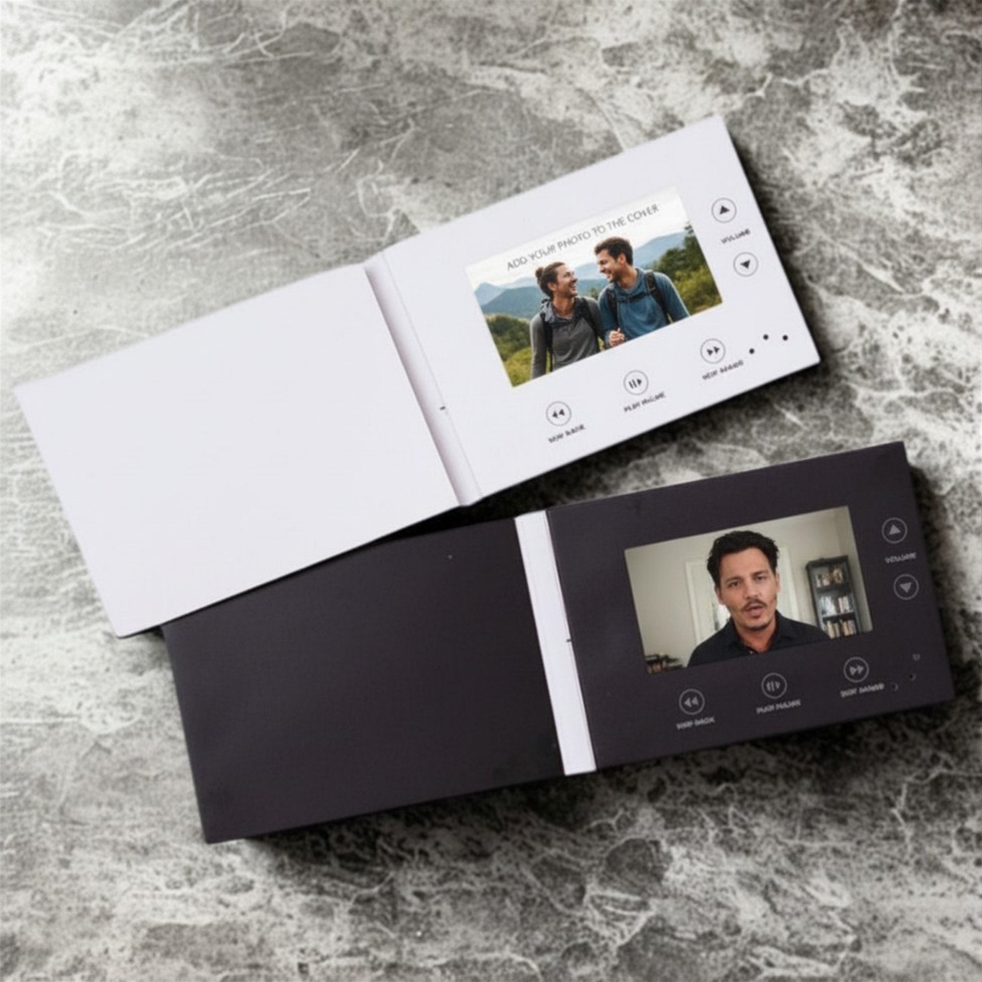 MediaBuk Video Brochure — 5 inch Screen — 5 × 7 size — Cover Image Window (2 color options)