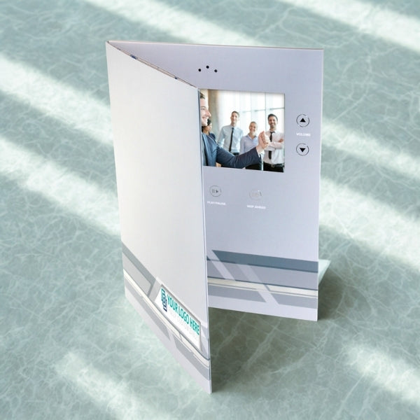 MediaBuk Video Brochure — 7 inch Screen — 9 × 12 size — Cover Image Window (2 color options)