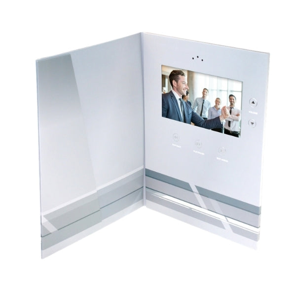 MediaBuk Video Brochure — 7 inch Screen — 9 × 12 size — Cover Image Window (2 color options)